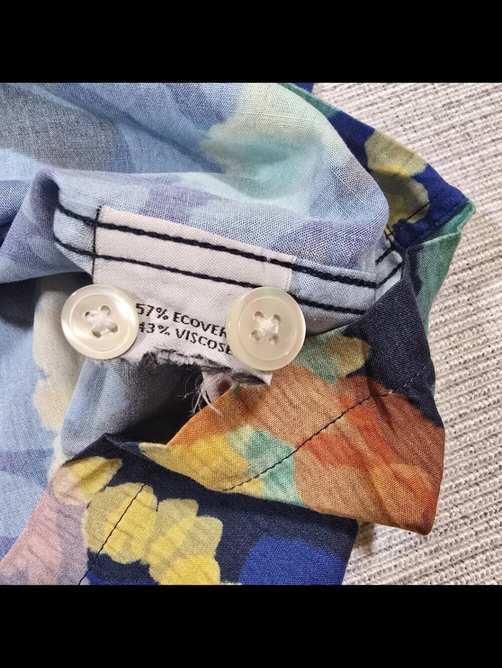 Portuguese Flannel Camp Shirt Mens L Coral Reef Abstract Geo Print Short Sleeve - Picture 4 of 7
